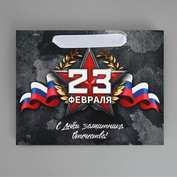 Цена за 2 шт. Пакет подарочный ламинированный, упаковка, «23 февраля», MS 23×18×10 см