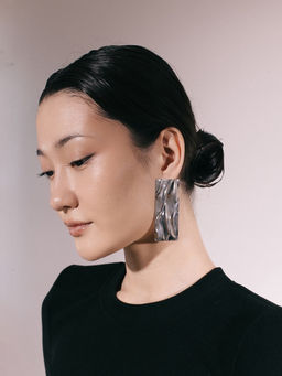 Серьги металл Атмосфера прямоугольник, цвет серебро