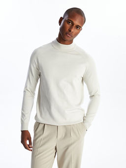 Yar?m Bal?k?? Yaka Uzun Kollu Erkek Triko Kazak