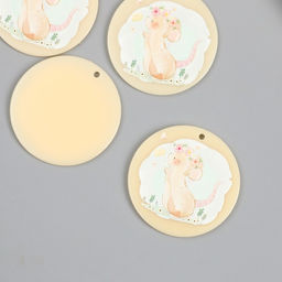 Цена за 4 шт. Декор для творчества акрил Мышка в цветочном венке, 0.2?4?4 см