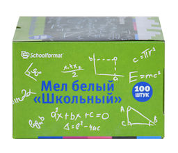 Мелки белые Schoolformat школьные 100 шт квадратные карт.уп.