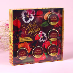 Подарочный набор Любви и счастья: крем-мёд 30 г ? 5 шт., чай с лесными ягодами 50 г