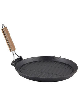 Сковорода-гриль чугунная с деревянной складн.руч. круглая, PADELLA, диа 26 см,Mallony арт.985059  фото 2