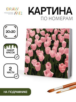 Картина по номерам на подрамнике Draw Me! Beautiful flowers, (20*20 см)