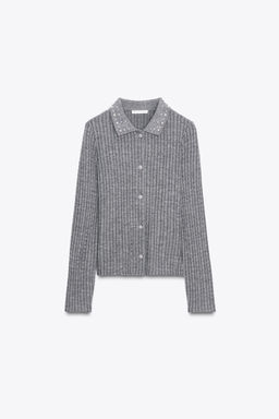JEWEL COLLAR CUT-OUT CARDIGAN - Zara фото 6