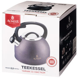 ЧАЙНИК AGNESS СО СВИСТКОМ 2,5 Л, BROWN, ИНДУКЦИОН. ДНО  фото 2