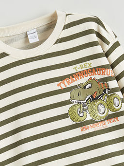 Bisiklet Yaka ?izgili Erkek ?ocuk Sweatshirt