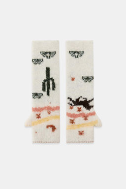 PRINTED KNIT MITTENS