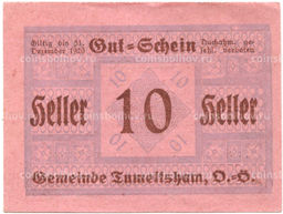 Банкнота 10 геллеров 1920 года Австрия  Тумельсхат (нотгельд)
