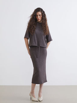 Beli Lastikli Y?rtma?l? Triko Etek