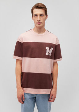 M Bask?l? Cizgili Tisort - Mavi фото 3