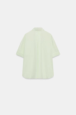 CAMISA OVERSIZE POPEL?N RAYAS / Verde/Blanco