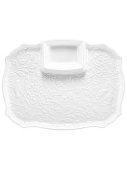 Блюдо д/шашлыка 28*21*2,3 см "Птички на ветке" с соусницей, фарфор