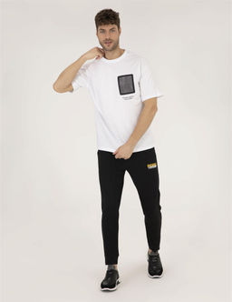 Beyaz Comfort Fit Bask_l_ Bisiklet Yaka Ti__rt - Pierre cardin фото 4