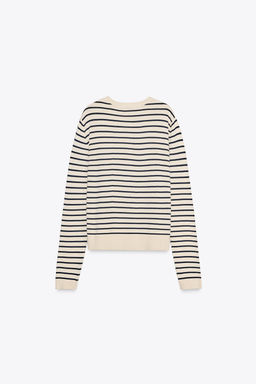 STRIPED KNIT CARDIGAN