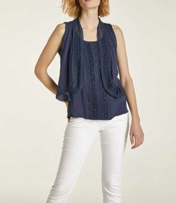 Топ и жилет, синие