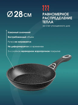 Сковорода BK-3765 28см с мраморным покрытием - Bekker фото 4