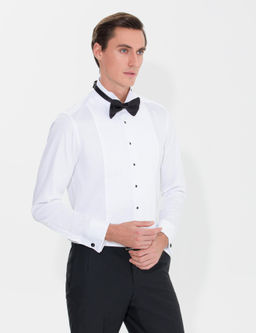 Белая приталенная рубашка под смокинг - Cacharel фото 4