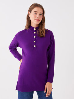 Yar?m Bal?k?? Yaka D?z Uzun Kollu Hamile Triko Tunik