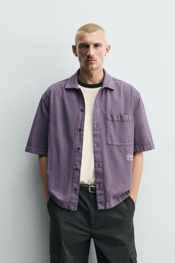 SOBRECAMISA ESTRUCTURA BORDADO / Morado - Zara фото 2