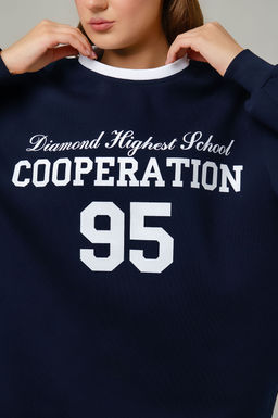 Арт. 1901 Свитшот женский с начесом удлиненный оверсайз 44-54 Цвет:темно-синий - Калинка фото 6