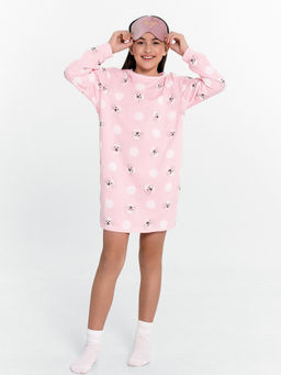 Сорочка ночная для девочек розовая с принтом собачки