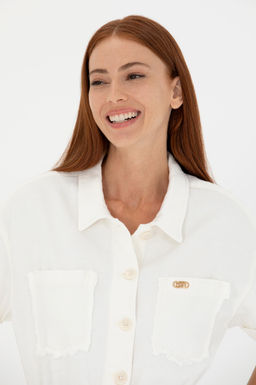 Женский джинсовый комбинезон цвета экрю Скидка 20% в корзине - U.s. polo assn фото 9