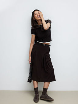 Beli Kemerli Pileli Etek