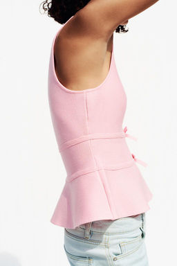 KNIT PEPLUM TOP WITH TIES - Zara фото 11