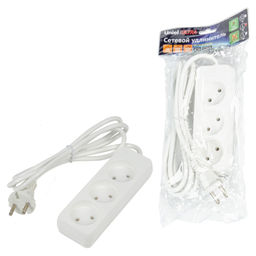 S-CU3-2 WHITE Удлинитель серии Ultra, шнур 2м., 3 гнезда, 10A, б/з. Белый. TM Uniel