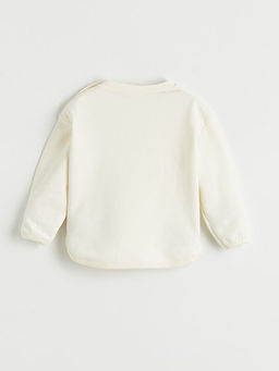 Bisiklet Yaka Bask?l? K?z Bebek Sweatshirt