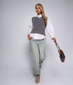 Комплект жилет+рубашка #БШ2751, серый