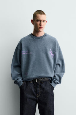 WASHED PRINTED TEXT SWEATSHIRT - Zara фото 10