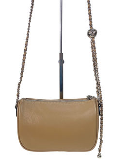 Сумочка кросс-боди из натуральной кожи, цвет бежевый - Greta фото 2