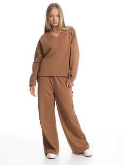 Брюки для девочки со строчкой 22-1565 шоколад - Mini maxi фото 20