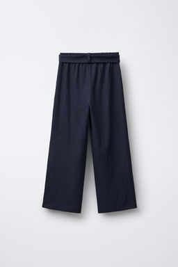 TEXTURED BELTED WIDE-LEG TROUSERS - Zara фото 2