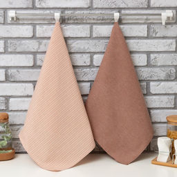 Набор кухонных полотенец Доляна Полосы, 40х70см- 2шт, бежевый, 50%п/э, 50%хл