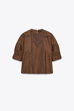 ZW COLLECTION LACE BLOUSE - Zara фото 12