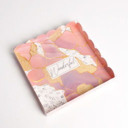 Цена за 5 шт. Коробка для печенья, кондитерская упаковка с пластиковой крышкой, Камень, 21?21?3 см