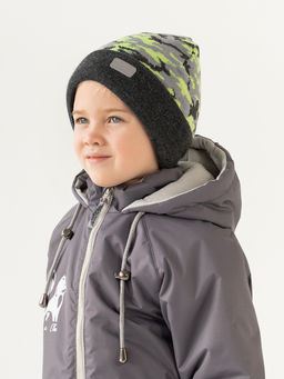 Шапка вязаная камуфляж салатовый - Arctic kids фото 4