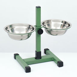 Подставка с мисками, 2500 мл, высота 30 см, разборная, зелёная - Пижон фото 2