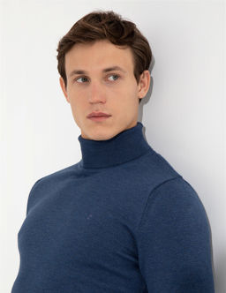 _ndigo Melanj Slim Fit Bal_k__ Yaka Basic Triko Kazak - Pierre cardin фото 4