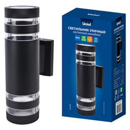 UUL-S20A 2x60W/E27 IP65 BLACK Светильник уличный, под две лампы Е27. Архитектурный накладной. Корпус черный. TM Uniel