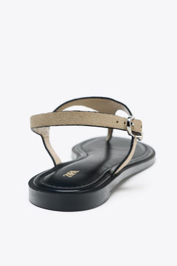 LEATHER BUCKLE-STRAP SANDALS - Zara фото 5