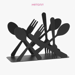 Салфетница Доляна «Приборы», 13.5×4.5×9.5 см, чёрная