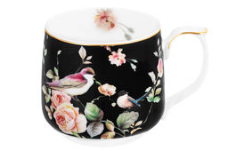 Кружка 500 мл 13,5*10*9 см Певчие птички на черном NEW BONE CHINA - Elan gallery фото 5