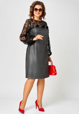 Платье EVA GRANT 7284С графит+черный