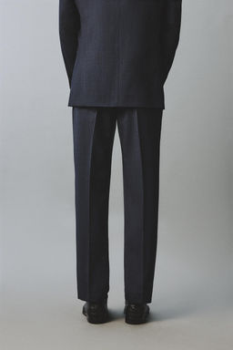 PANTAL?N REGULAR FIT TRAJE ESTRUCTURA 100% LANA / Marino