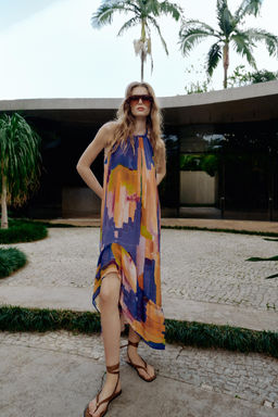 VESTIDO ESTAMPADO BAJO ASIM?TRICO / Multicolor