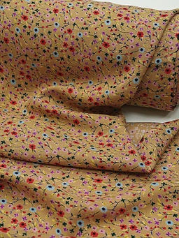 Штапель Премиум Цветочная мириада цв.темно-песочный, ш.1.45м, вискоза-100%, 120гр/м.кв